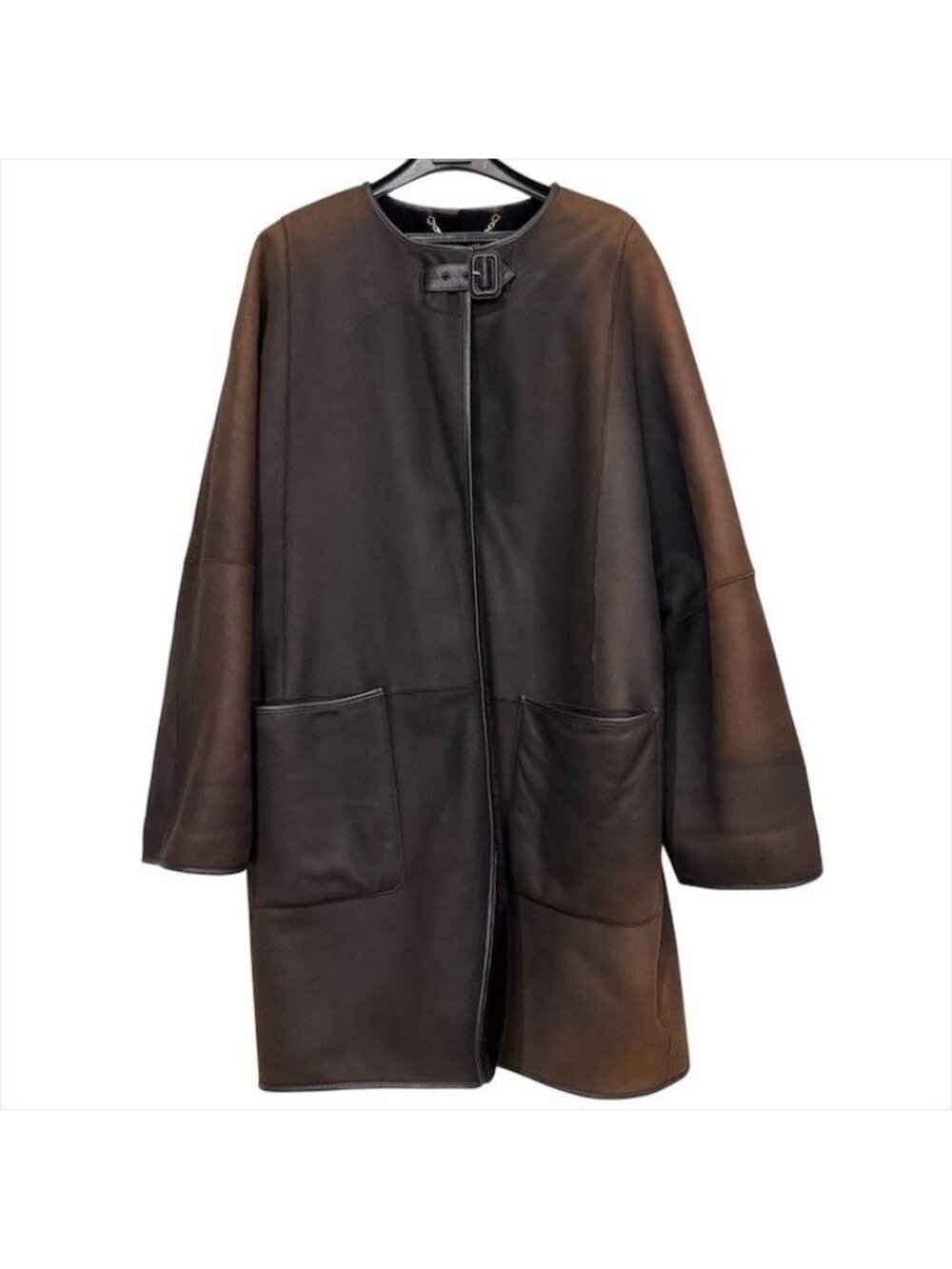 Loewe Mouton Lambskin Gradient Long Coat Brown